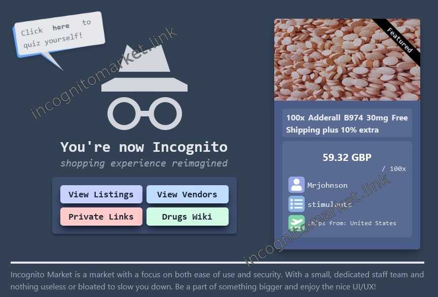 Incognito Market Landing Page